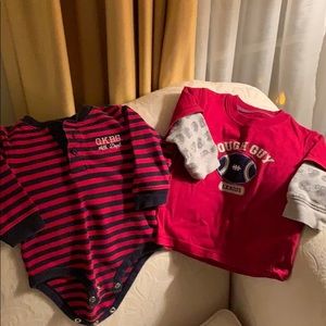 2 long sleeved shirts. 12 month size